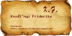 Kozányi Friderika névjegykártya